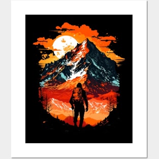 Hiking Mountaineering Mountains Posters and Art